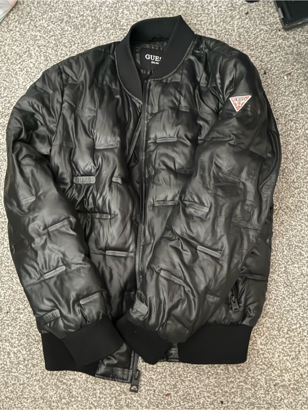 GUESS Black Quilted Puffer Bomber Jacket